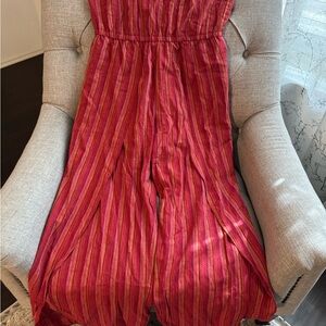 DREW Red and Pink Striped Jumpsuit